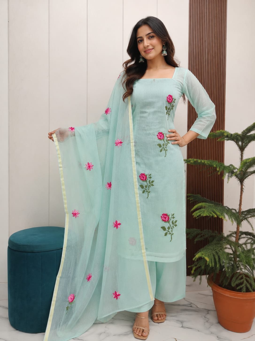 pure cotton kota doriya unstitched suit with dupatta (2.5 meter)