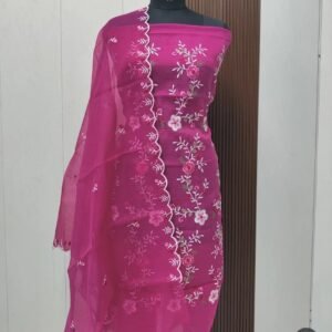 Kota doriya soft cotton computer embroidery work unstitched suit top+duptta