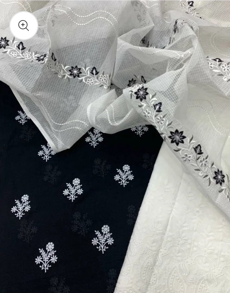 kota cotton embroidery work unstitched suit (top + dupatta + bottom)