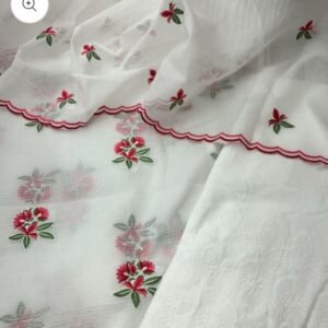 kota cotton embroidery work unstitched suit (top + dupatta + bottom)