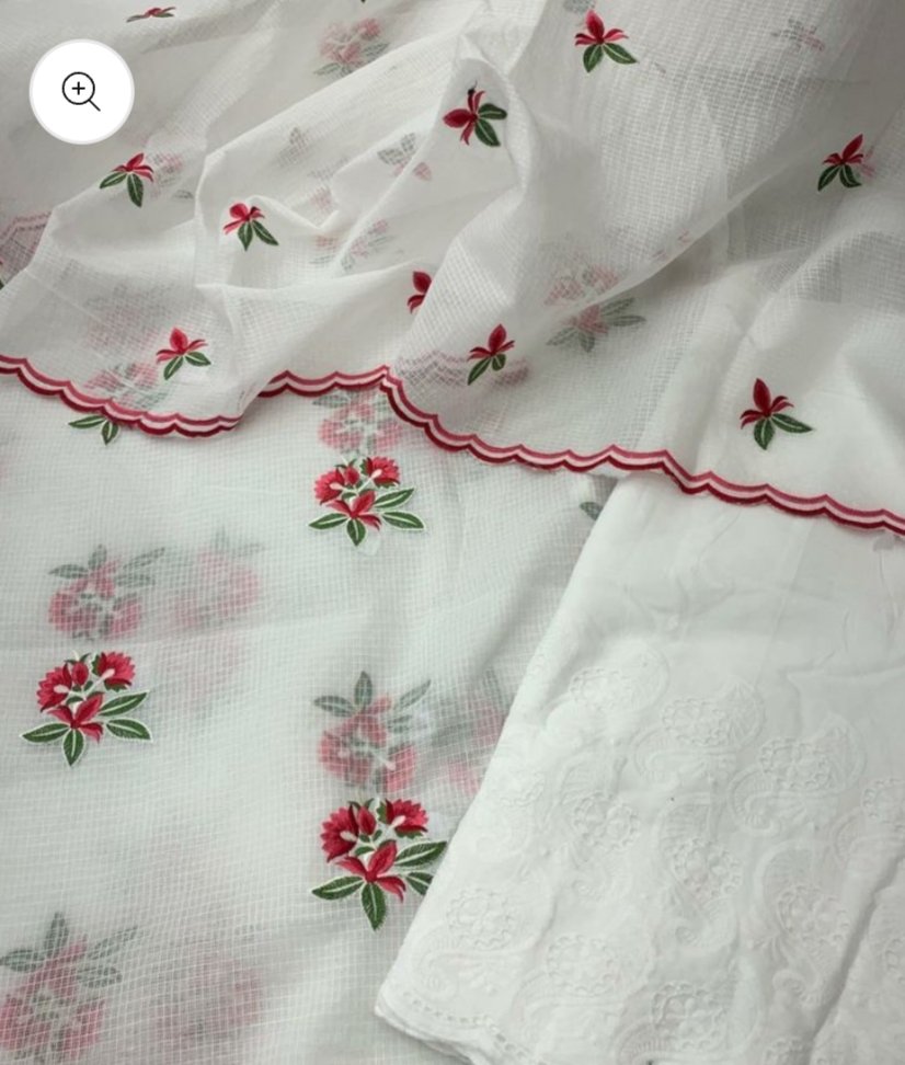kota cotton embroidery work unstitched suit (top + dupatta + bottom)