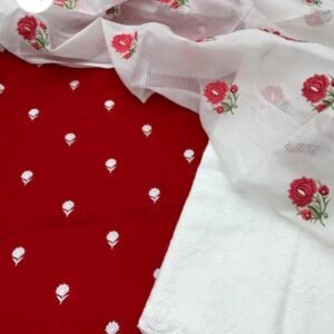 kota cotton embroidery work unstitched suit (top + dupatta + bottom)