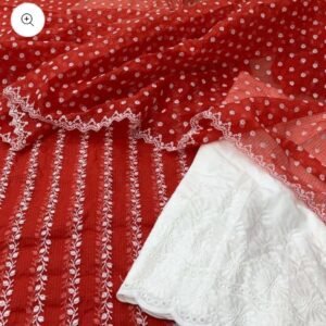 kota cotton embroidery work unstitched suit (top + dupatta + bottom)