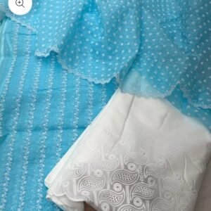 kota cotton embroidery work unstitched suit (top + dupatta + bottom)