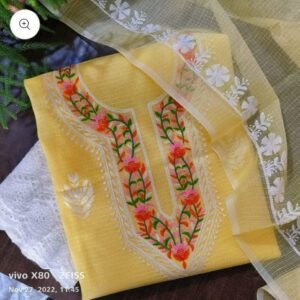 kota cotton embroidery work unstitched suit (top + dupatta + bottom)