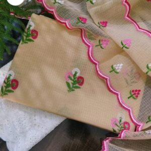 kota cotton embroidery work unstitched suit (top + dupatta + bottom)