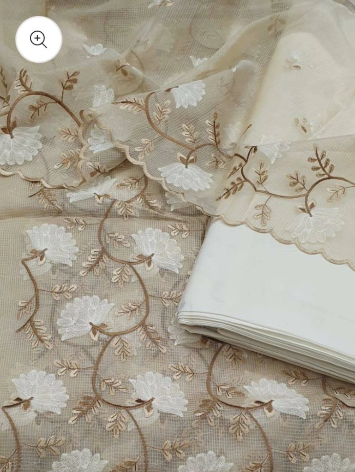 kota cotton embroidery work unstitched suit (top + dupatta + bottom)