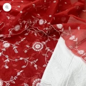 kota cotton embroidery work unstitched suit (top + dupatta + bottom)