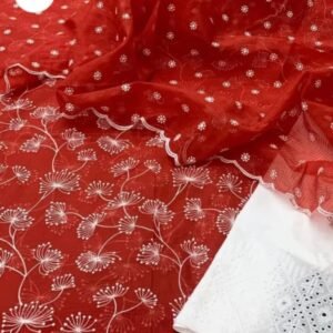 kota cotton embroidery work unstitched suit (top + dupatta + bottom)