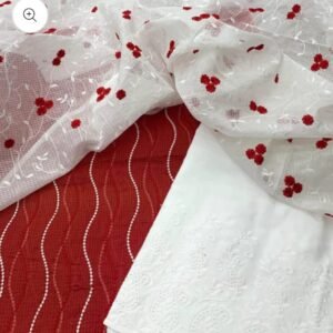 kota cotton embroidery work unstitched suit (top + dupatta + bottom)
