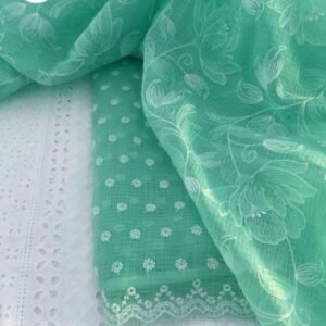 kota cotton embroidery work unstitched suit (top + dupatta + bottom)