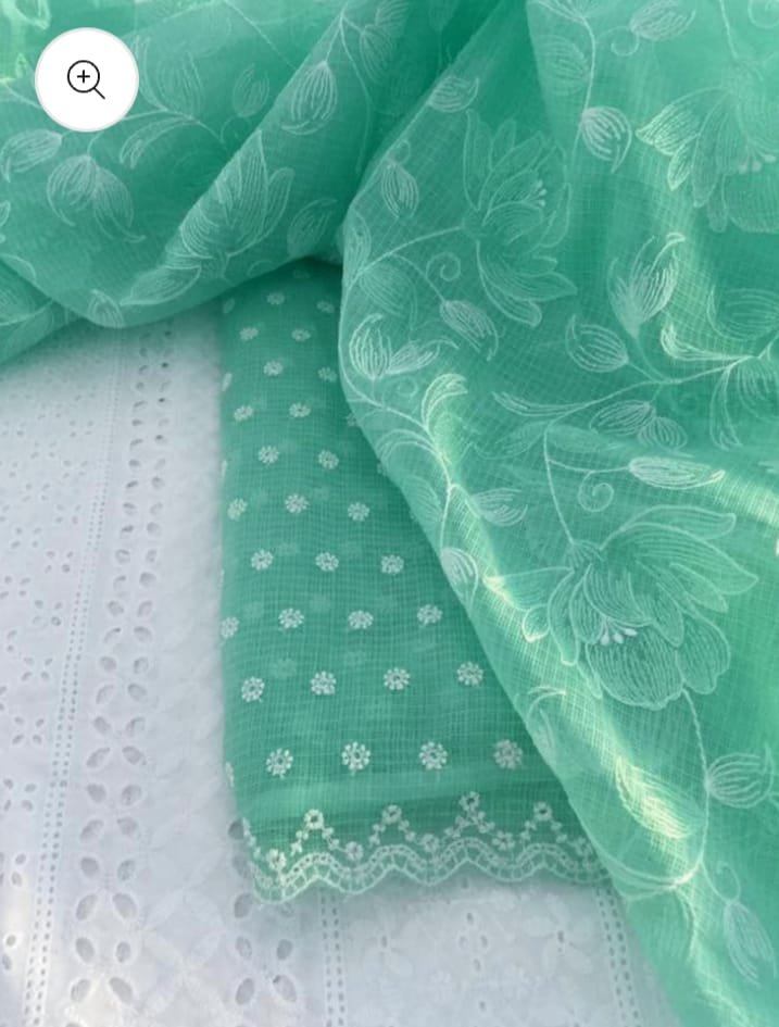 kota cotton embroidery work unstitched suit (top + dupatta + bottom)