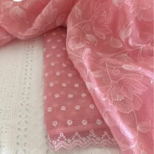 kota cotton embroidery work unstitched suit (top + dupatta + bottom)