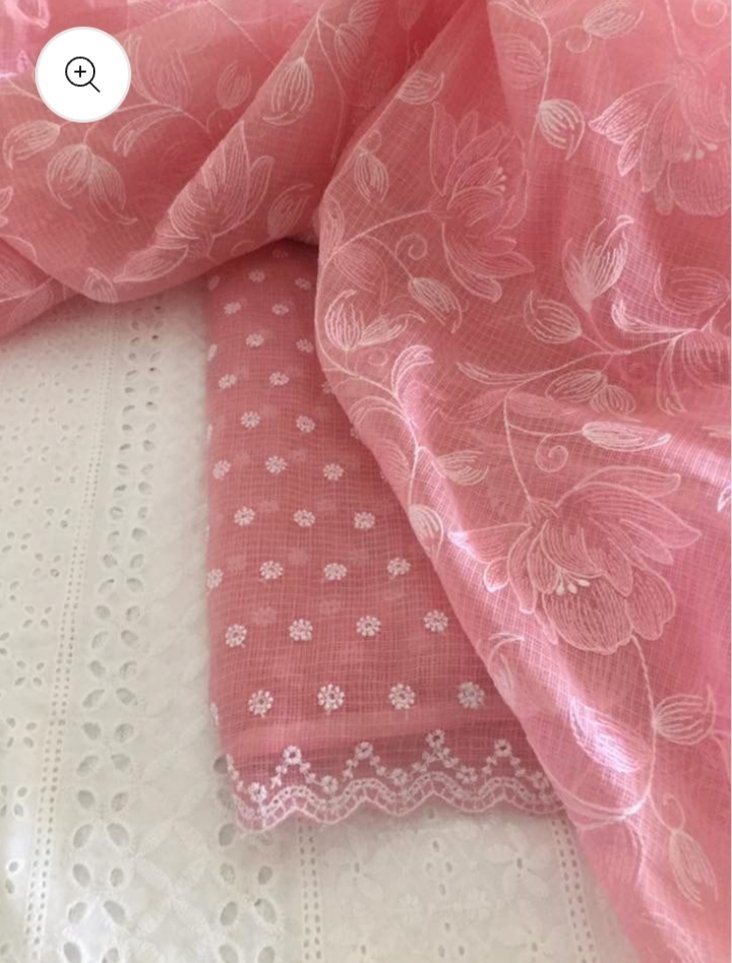 kota cotton embroidery work unstitched suit (top + dupatta + bottom)