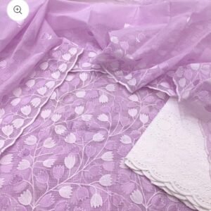 kota cotton embroidery work unstitched suit (top + dupatta + bottom)