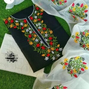 kota cotton embroidery work unstitched suit (top + dupatta + bottom)