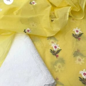 kota cotton embroidery work unstitched suit (top + dupatta + bottom)