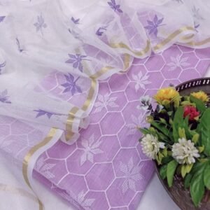 kota cotton embroidery work unstitched suit (top + dupatta + bottom)