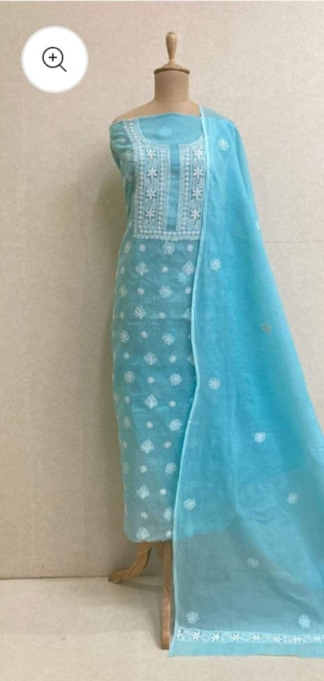 kota cotton embroidery work unstitched suit (top + dupatta + bottom)