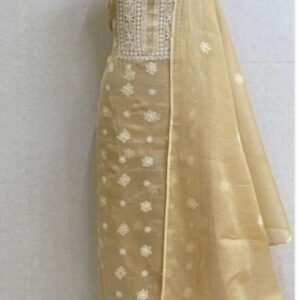 kota cotton embroidery work unstitched suit (top + dupatta + bottom)