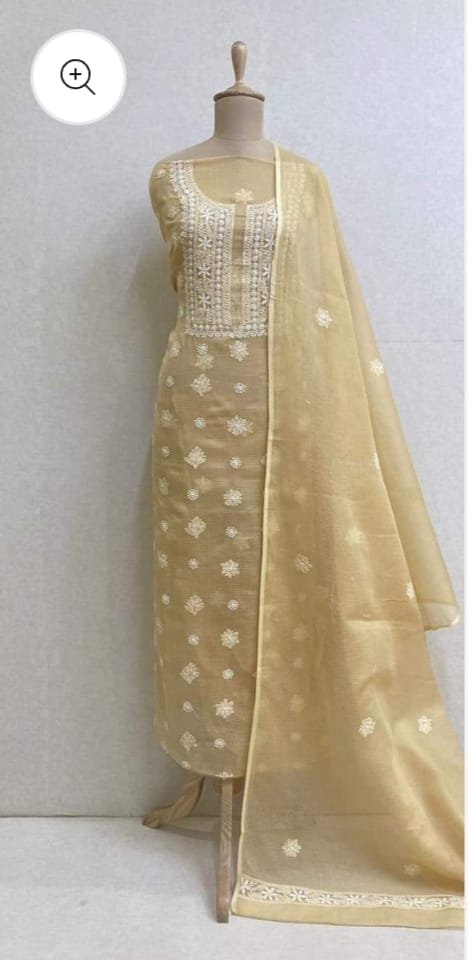 kota cotton embroidery work unstitched suit (top + dupatta + bottom)