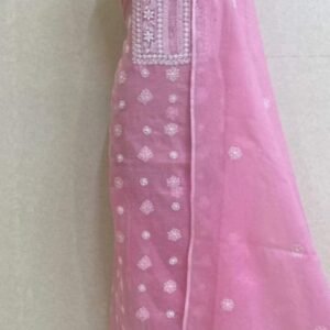 kota cotton embroidery work unstitched suit (top + dupatta + bottom)