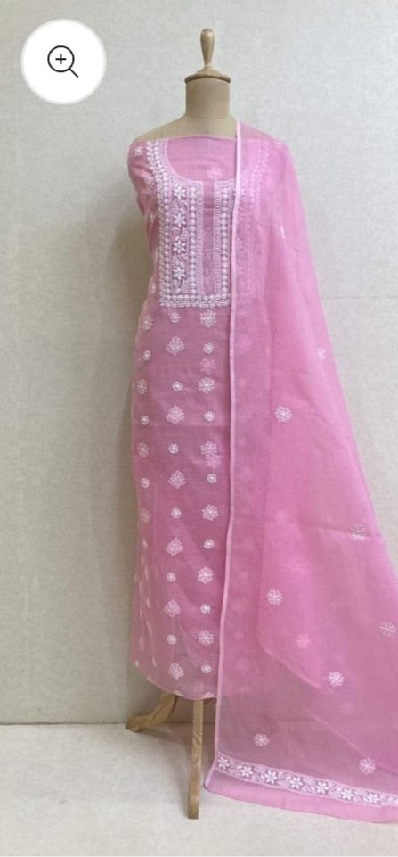 kota cotton embroidery work unstitched suit (top + dupatta + bottom)