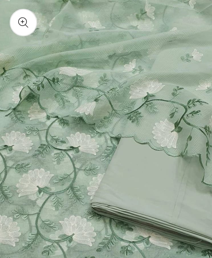 kota cotton embroidery work unstitched suit (top + dupatta + bottom)