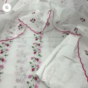 kota cotton embroidery work unstitched suit (top + dupatta + bottom)