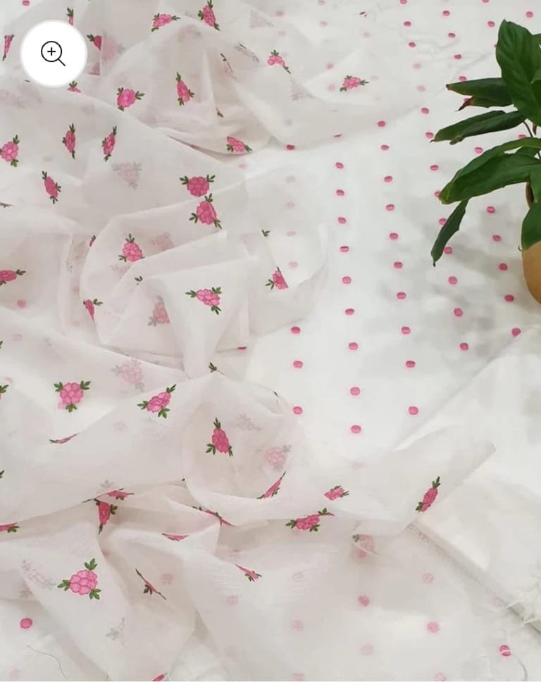 kota cotton embroidery work unstitched suit (top + dupatta + bottom)