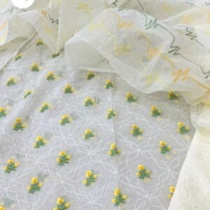 kota cotton embroidery work unstitched suit (top + dupatta + bottom)