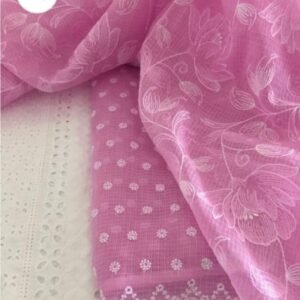 kota cotton embroidery work unstitched suit (top + dupatta + bottom)