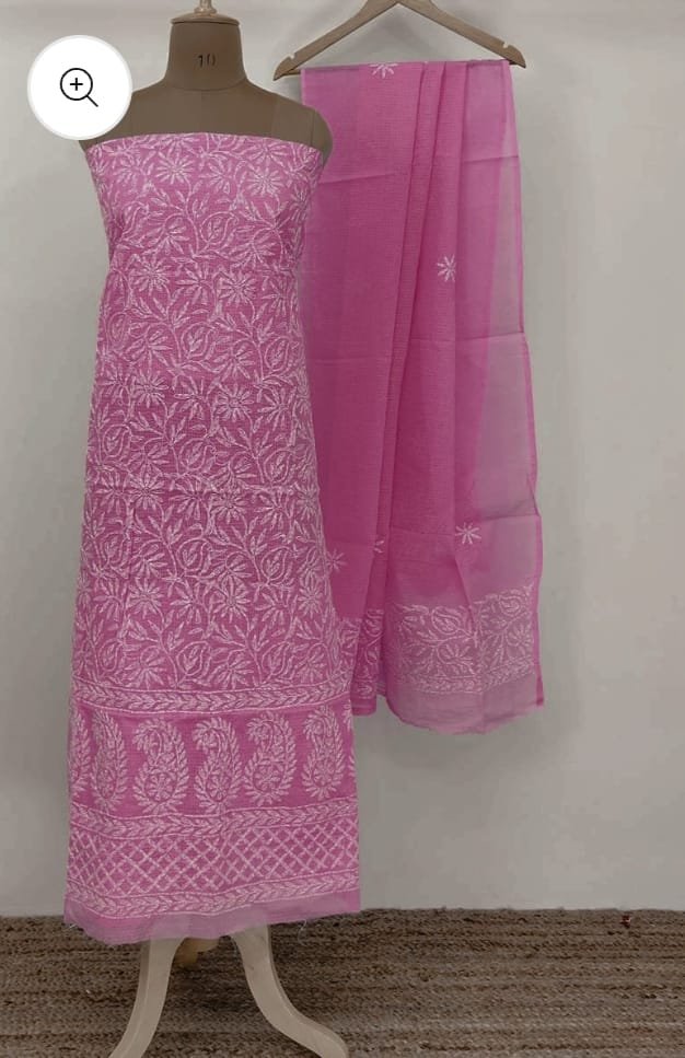 kota cotton embroidery work unstitched suit (top + dupatta + bottom)