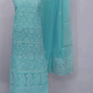 kota cotton embroidery work unstitched suit (top + dupatta + bottom)