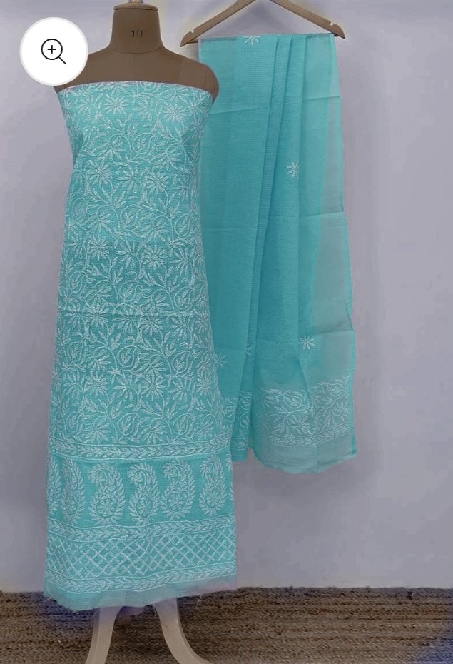 kota cotton embroidery work unstitched suit (top + dupatta + bottom)