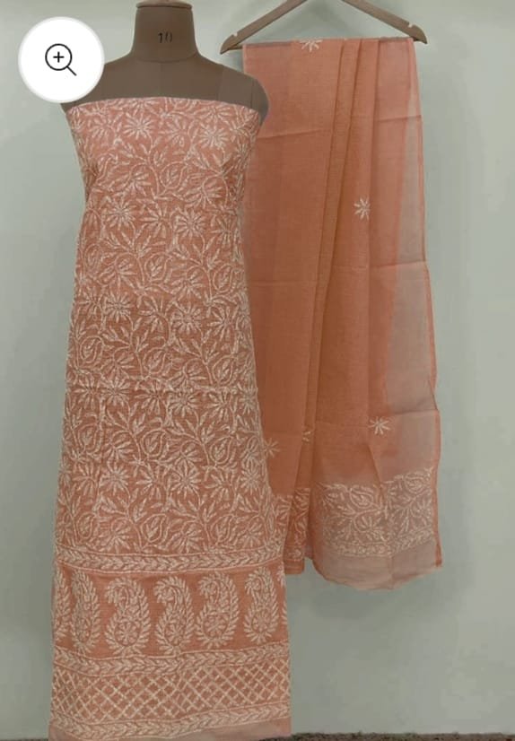kota cotton embroidery work unstitched suit (top + dupatta + bottom)