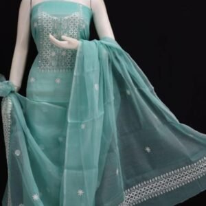 kota cotton embroidery work unstitched suit (top + dupatta + bottom)