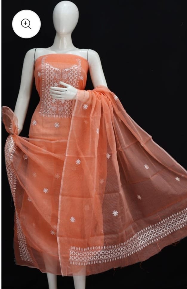 kota cotton embroidery work unstitched suit (top + dupatta + bottom)