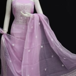 kota cotton embroidery work unstitched suit (top + dupatta + bottom)