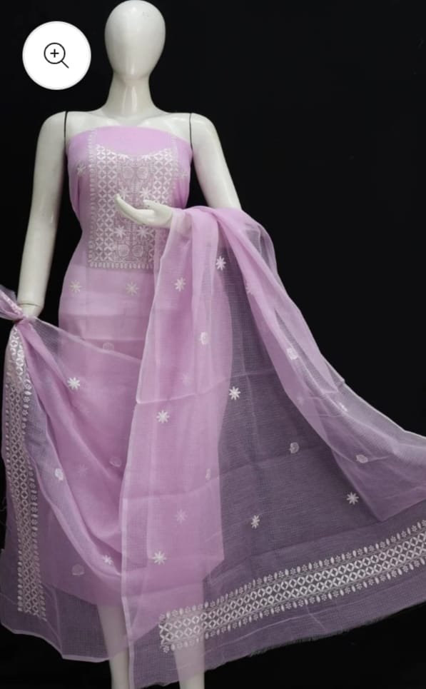 kota cotton embroidery work unstitched suit (top + dupatta + bottom)