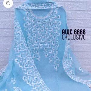 kota cotton embroidery work unstitched suit (top + dupatta + bottom)