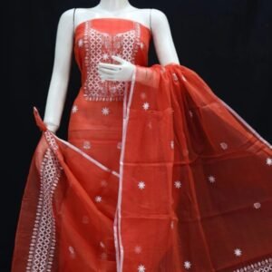kota cotton embroidery work unstitched suit (top + dupatta + bottom)