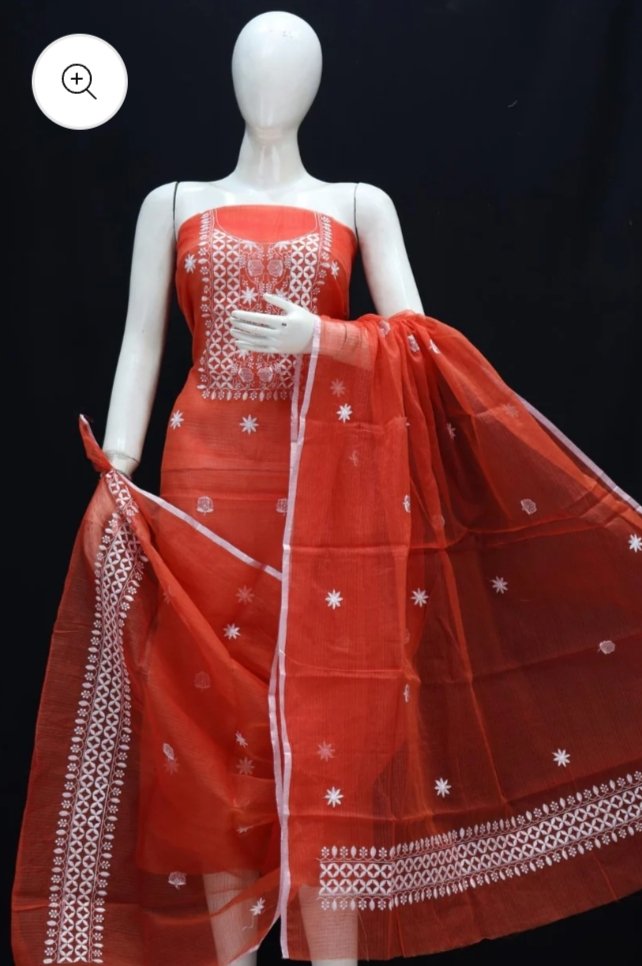 kota cotton embroidery work unstitched suit (top + dupatta + bottom)