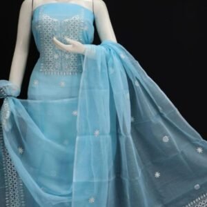 kota cotton embroidery work unstitched suit (top + dupatta + bottom)