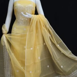 kota cotton embroidery work unstitched suit (top + dupatta + bottom)