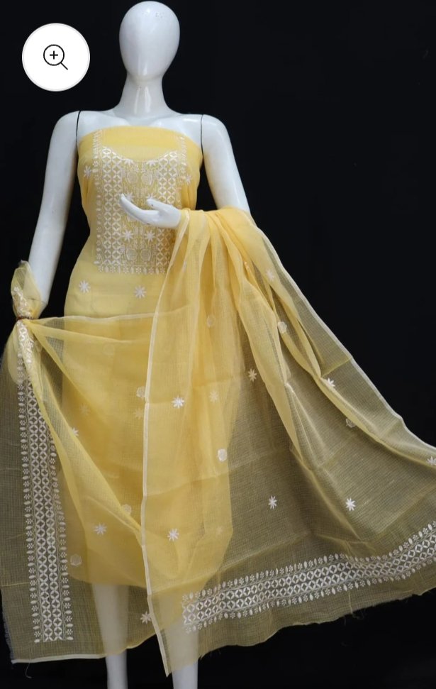 kota cotton embroidery work unstitched suit (top + dupatta + bottom)
