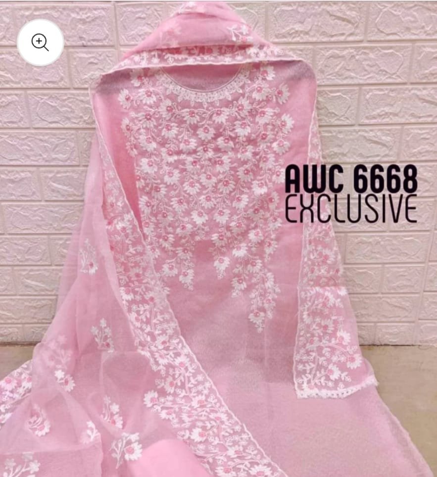 kota cotton embroidery work unstitched suit (top + dupatta + bottom)