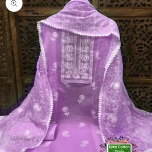 kota cotton embroidery work unstitched suit (top + dupatta + bottom)