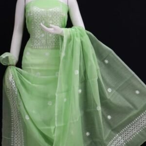 kota cotton embroidery work unstitched suit (top + dupatta + bottom)