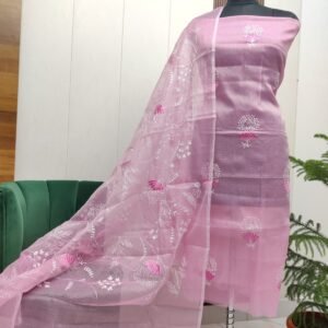 Pure kota doriya thread work cotton unstitched suit( top+duptta) 1150-1514